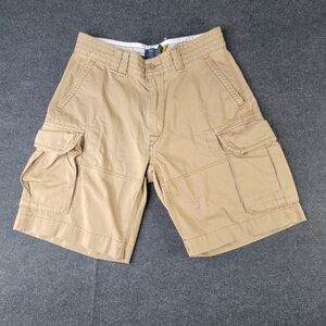 Polo Ralph Lauren Men's Chino Cargo Shorts Size 33 Tan Brown Pockets Buttons Zip